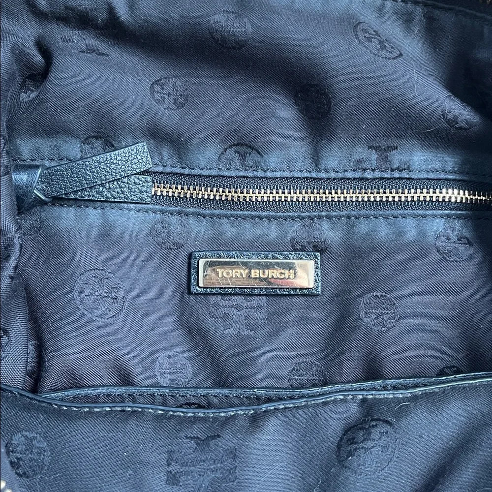 Tory Burch Bombe T Black Leather Double Handle Satchel